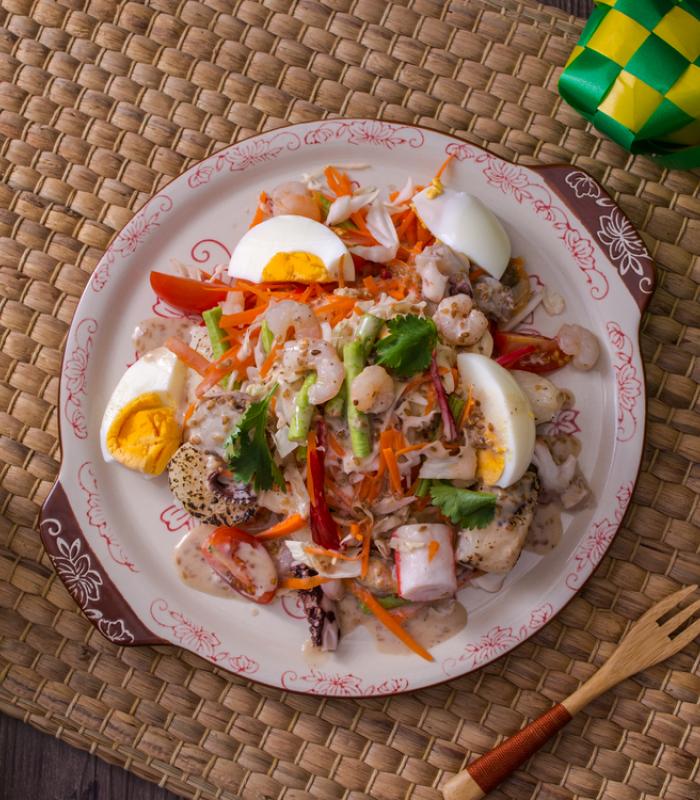 Grilled Lontong Seafood Salad